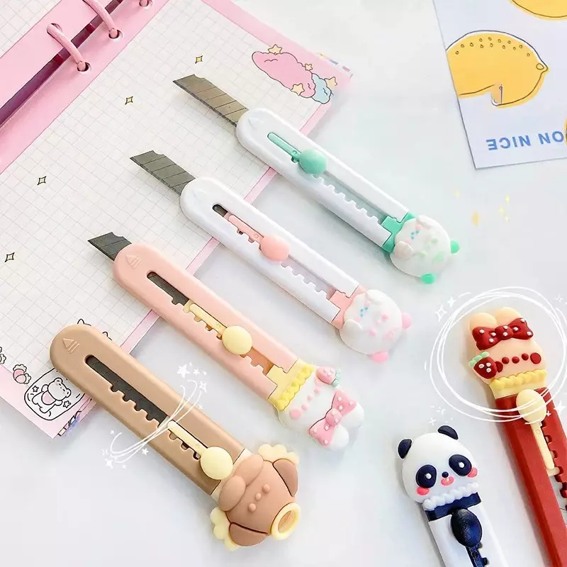 Cute Animals Utility Knife Kawaii Cartoon Paper Cutter Portable Envelope Box Opener Pocket Knife School Office Art Tool Kits