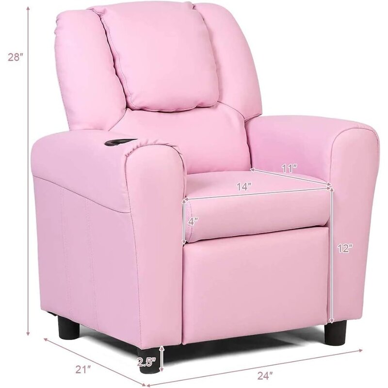 Canapé avec porte-gobelet pour enfants, fauteuil pour tout-petits, mini canapé avec dossier, meubles inclinables pour enfants