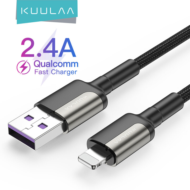 KUULAA USB Cable for Lightning 2.4A Fast Charging Cable for iPhone 14 13 12 11 Pro Max Xs X 8 7 Plus Wire USB Data Charge Cable