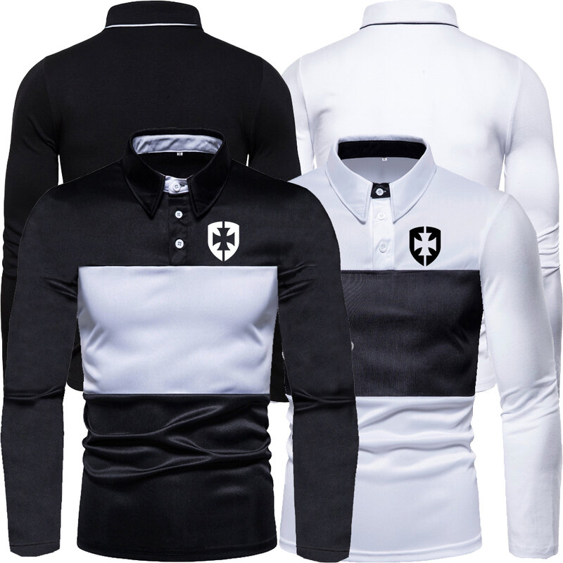 Spring Autumn Men's Polo Shirts Long Sleeve Business Casual Tops Lapel Pullover T-Shirts