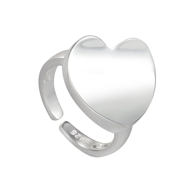 100% sólido 925 prata esterlina coração aberto anéis para as mulheres smiple na moda retro anillos presentes de festa acessórios