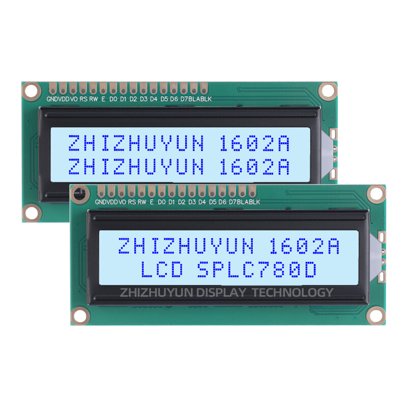 80*36 penawaran langsung 1602A karakter layar LCD bahasa Inggris membran biru layar LCD pengelompokan beberapa bahasa
