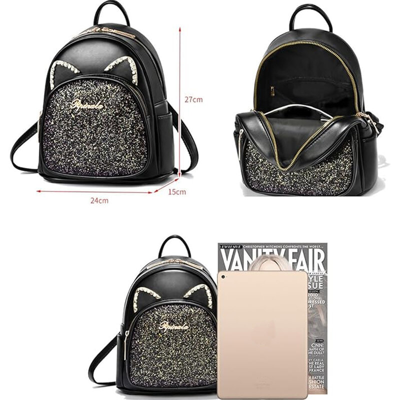 SCOFY-Mini mochila de gato de moda para mujer, monedero para mujer, monederos pequeños de ocio, mochila de viaje de cuero PU
