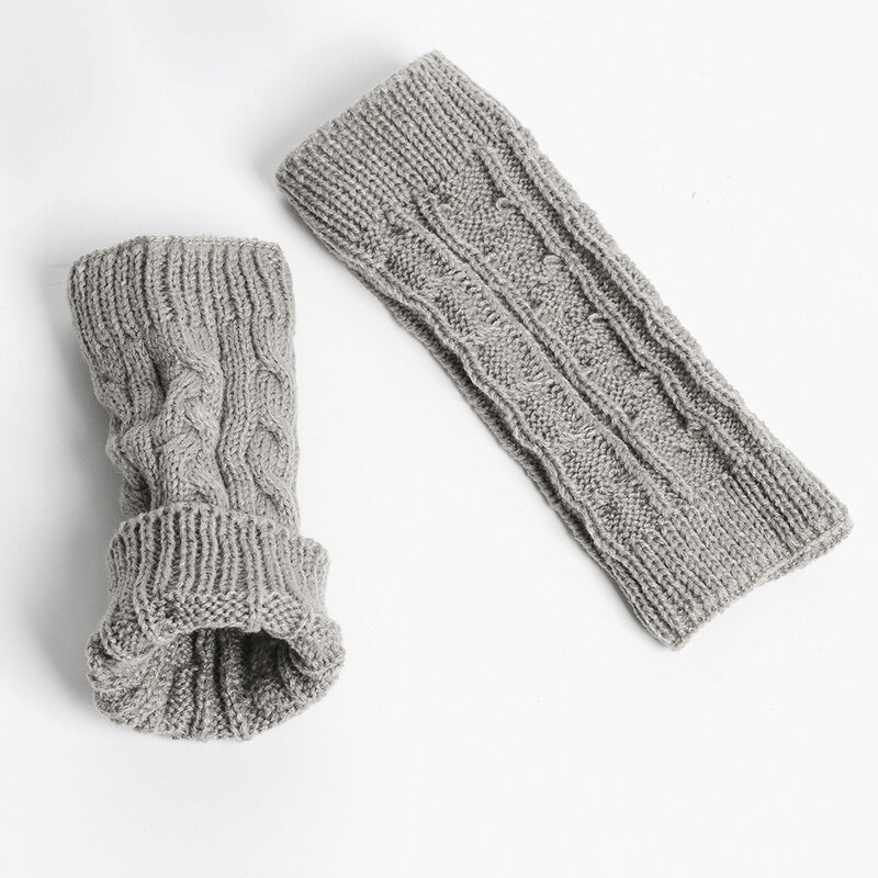 Женские зимние перчатки без пальцев, теплые мягкие шерстяные вязаные варежки Y2k, элегантные эластичные короткие перчатки до половины пальцев для рук и запястья