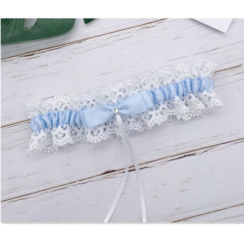 Wedding Party Bridal Lace Floral Blue Leg Ring Loop Stocking Women Girl Sexy Bow Princess Cosplay Garter Belt Accessories