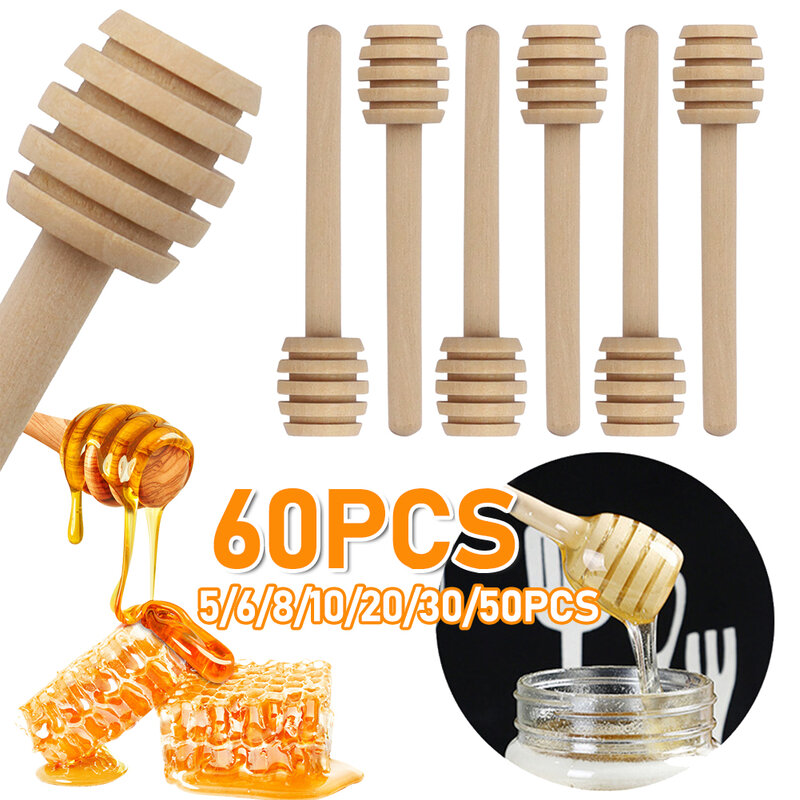 Palito de madera para miel, cuchara pequeña, palitos de mango largo, cuchara para miel, dispensador de llovizna, tarro de miel, herramientas de cocina