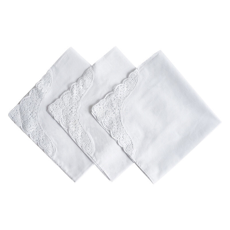 3/6 sztuk koronki biały kwadrat przydatne chusteczka dla kobieta mężczyzna klasyczny w stylu dżentelmena bawełniana chusteczka plac koronki 35x35cm