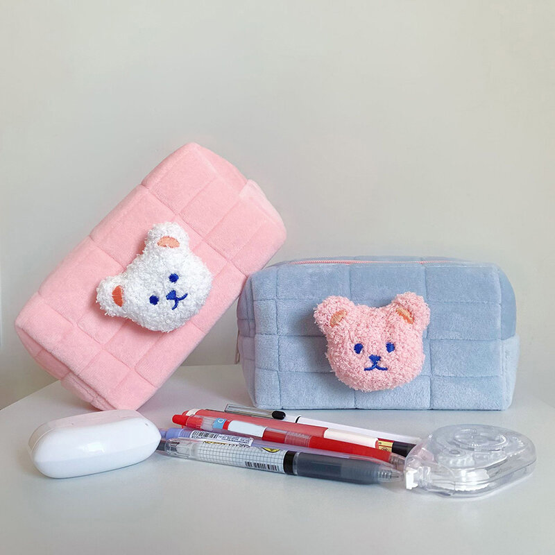 Cute Bear Baby Toiletry Bag, Make Up Cosmetic Bags, Bolsa de fraldas portátil, Artigos do bebê Organizador, Saco de embreagem de algodão reutilizável