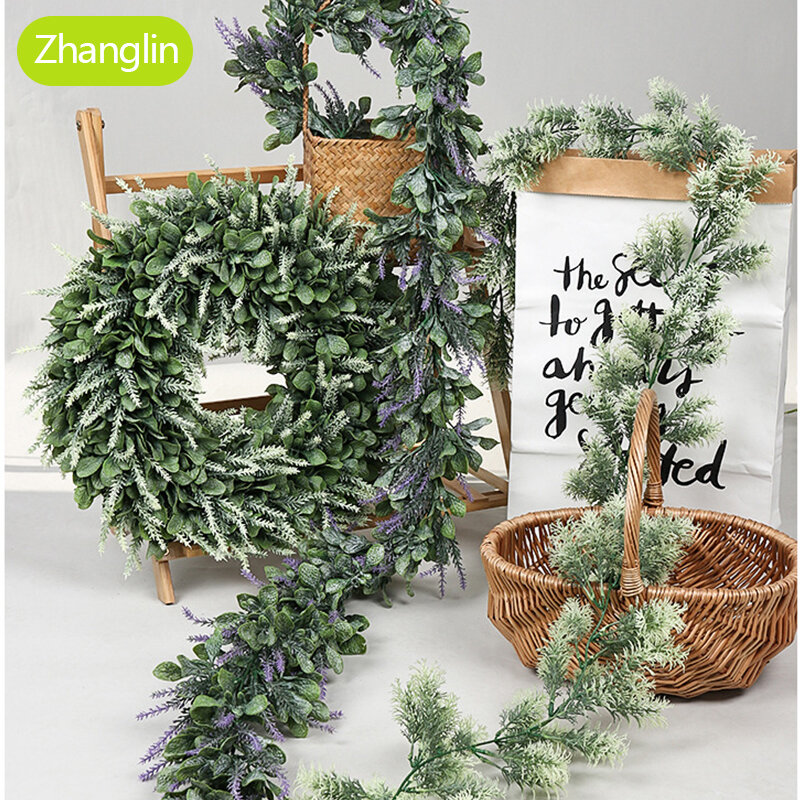 Wysokiej jakości 16 dekoracja do domu sztuczny liść bluszczu girlanda roślinna sztuczne pnącze kwiaty eukaliptus zielony rattanowy bluszcz wieniec
