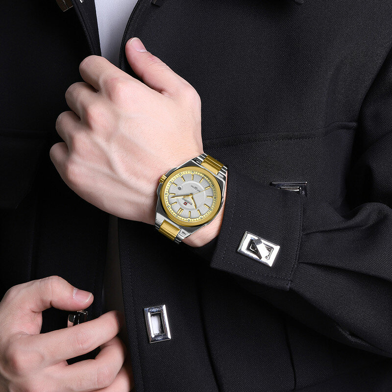 Naviforce นาฬิกาผู้ชายแบรนด์หรูชั้นนำกันน้ำนาฬิกาข้อมือควอตซ์ชายเรืองแสง2023ดีไซน์ใหม่ relogio masculino