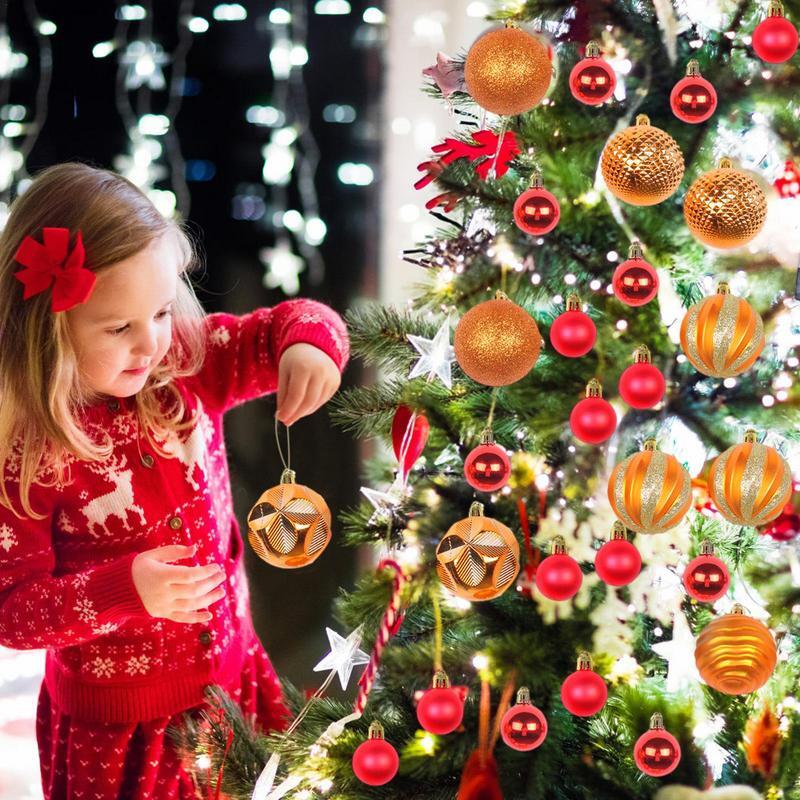 Bolas de árbol de Navidad de 26 piezas, adornos de bolas de árbol de Navidad, Bolas brillantes inastillables, colores llamativos con cordón para el día de la conmemoración