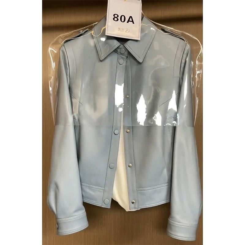 Jaqueta de couro de manga comprida feminina, casaco de lapela vintage, monocromático, moda, início do outono, novo, X312, 2023