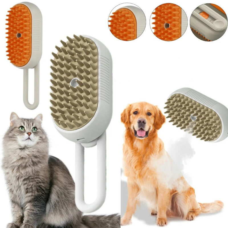 La spazzola a vapore per animali domestici rimuove i capelli galleggianti non danneggia la pelle spazzola per la depilazione del bagno del cane forniture per la pulizia di cani e gatti pettine per gatti