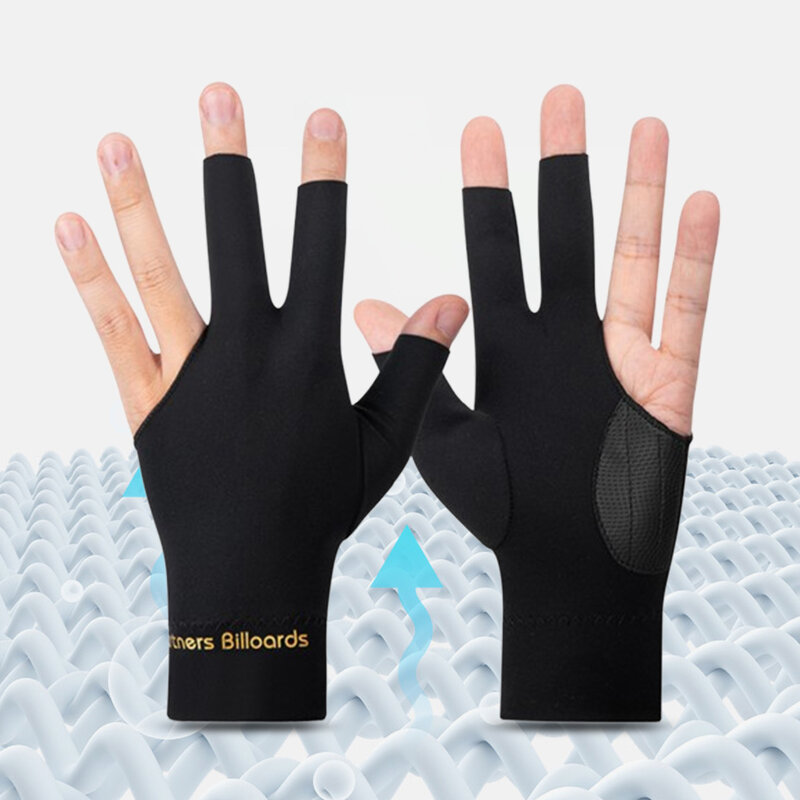 Guantes de billar antideslizantes de 3 dedos, accesorios deportivos transpirables para entrenamiento de billar