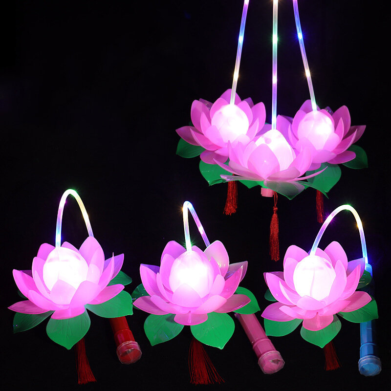 Kinder Lichtgevende Speelgoed Creatieve Simulatie Elektrische Lotus Flash Draagbare Lantaarns Gelukkig Nieuwjaar Draagbare Lantaarns Speelgoed