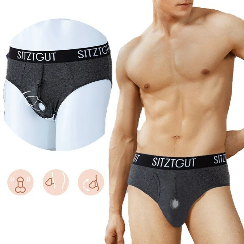 Homem lingerie sexy pênis aberto buraco briefs pênis bolsa cueca evitar circuncisão prepúcio expor underpant reduzir a sensibilidade