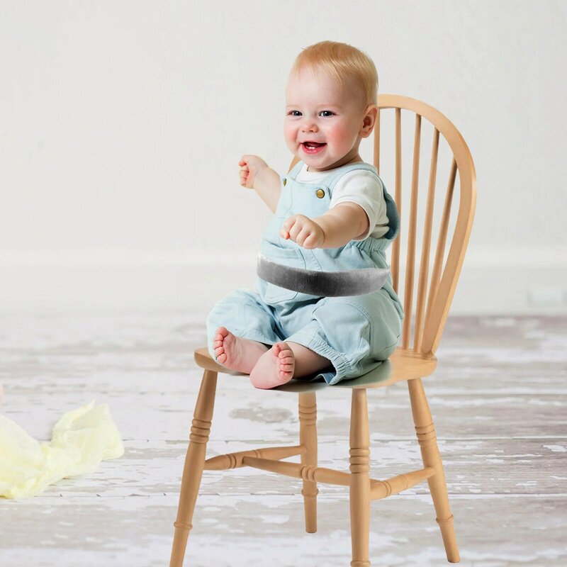 Портативный детский обеденный стул с защитным ремнем двойного назначения, детское сиденье (серый), высокий ремешок для безопасности, тканевые стулья для малышей