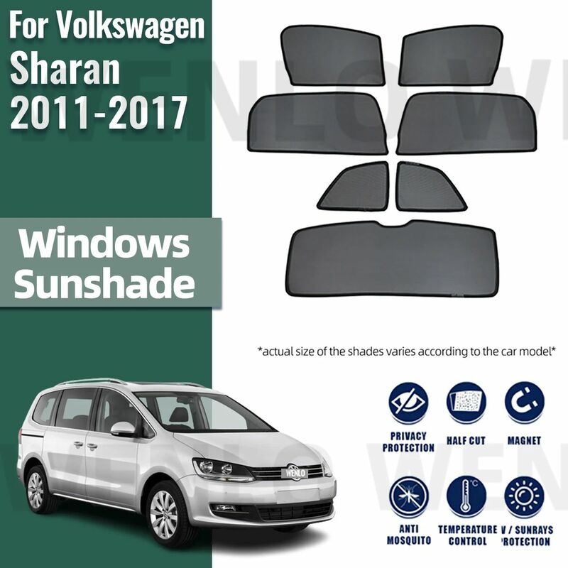 Pára-sóis magnéticos do carro para Volkswagen VW Sharan, pára-brisa dianteiro e traseiro, cortina cega, janela lateral do bebê, viseira de sombra do sol, 2011-2023