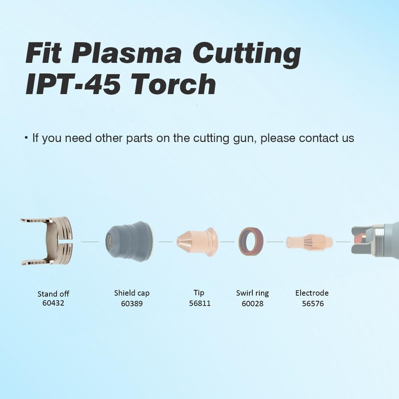 Kit de electrodo de Plasma 45, 0,9mm, boquilla 45A, 56576, 56811, para puerto de carga, IPT40, IPE40, IPT45, antorcha cortadora de Plasma45