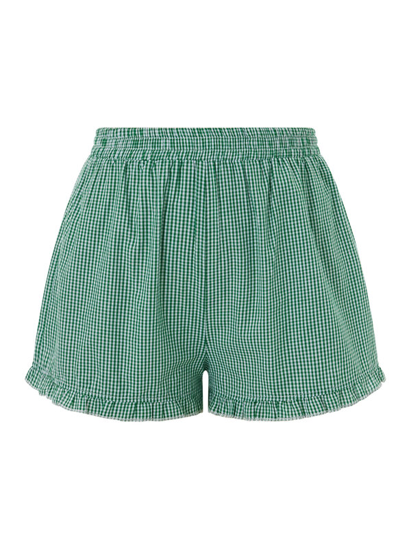 Y2K Plaid Shorts for Women Ruffle Hem High Waist Gingham Shorts Lounge Pajama Boxer Shorts Pj Bottom Going Out Shorts