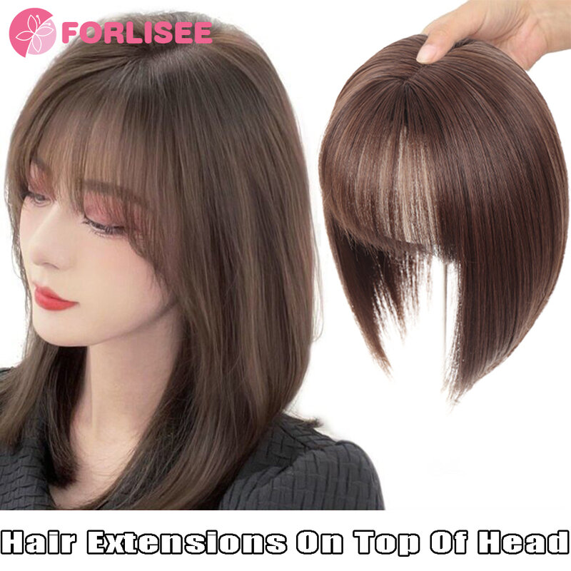 FORLISEE damska peruka kawałek damski włosy 3D francuska grzywka naturalnie puszysta i lekka bezproblemowo pokrywa białe włosy