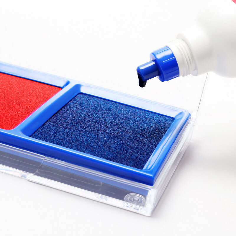 Fingerprint Stamp with Square Transparent Shell, Secagem rápida, Claro, Vermelho e Azul, Selo para mesa de impressão