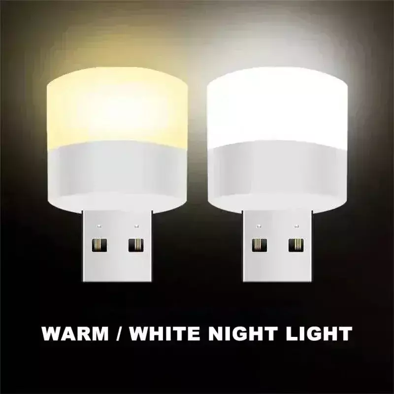 미니 USB 야간 전구, 따뜻한 흰색 눈 보호 책 독서 조명, 컴퓨터 모바일 전원 충전 야간 램프 전구, 12 개, 1 개