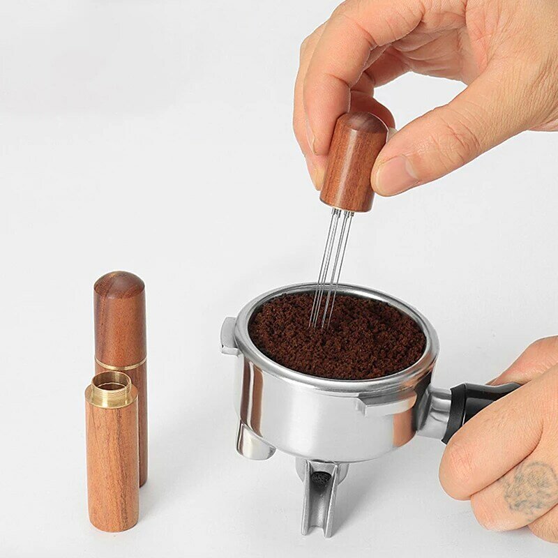 ที่คนกาแฟ1ชิ้นที่กวนกาแฟเอสเปรสโซแบบเข็มเครื่องกวนกาแฟผงสแตนเลสอุปกรณ์เสริมสำหรับบาริสต้า