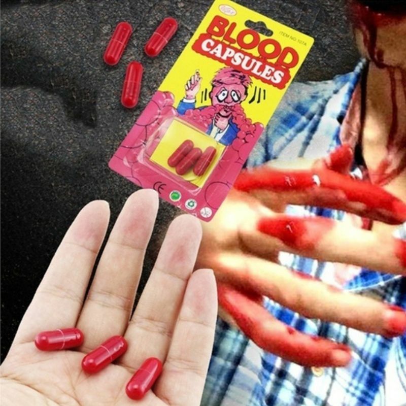 6Pcs/Set Realistic Fake Blood Pills for Vampire Capsules Horror Scary Funny Tric