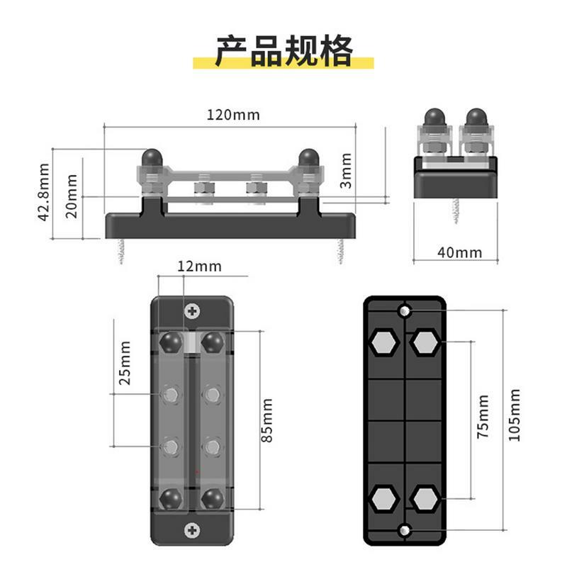 Dualbus With Cover DualBus With Dust-proof Cover Power Distribution Block Busbar Box With 2 M4 Stainless Steel Fixing Screw