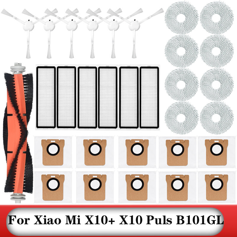 Voor Xiaomi Robot Vacuüm X10 + X10 Plus B101gl Reserveonderdelen Accessoires Hoofdzijborstel Hepa Filter Stofzak Doek Mop Stand Stofbak