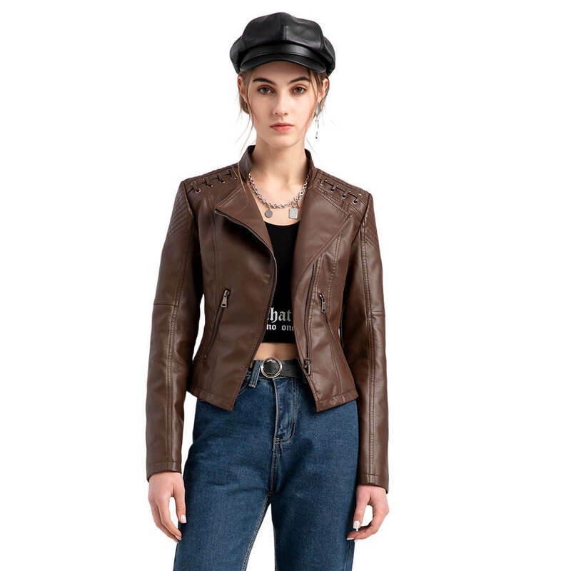 여성용 짧은 가죽 재킷, 얇은 가죽 재킷, 여성용 오토바이 재킷