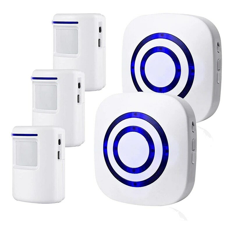 Alarme Sensor de Movimento Sem Fio, Alarme Driveway, Indoor Home Security, Detector de Negócios, 2 Receptor, 3 Sensor PIR, US Plug