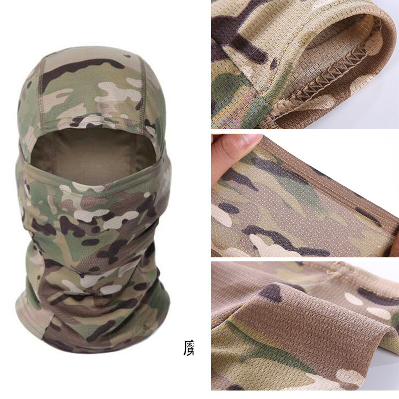 Balaclava de camuflagem tática para homens, máscara facial completa, esqui, bicicleta, ciclismo, exército, caça, cobertura de cabeça, lenço, multicam, militar, boné de airsoft