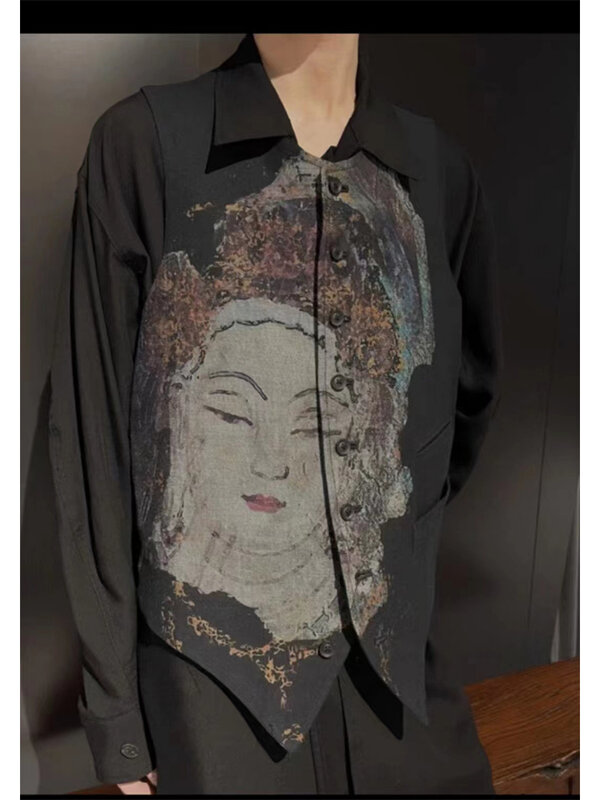 พระพุทธรูป Guanyin เสื้อกั๊ก Luxury Designer Yohji Yamamoto Homme ชายชุดสำหรับชายเสื้อกั๊กผู้ชาย Unisex สำหรับสตรี casual Vest