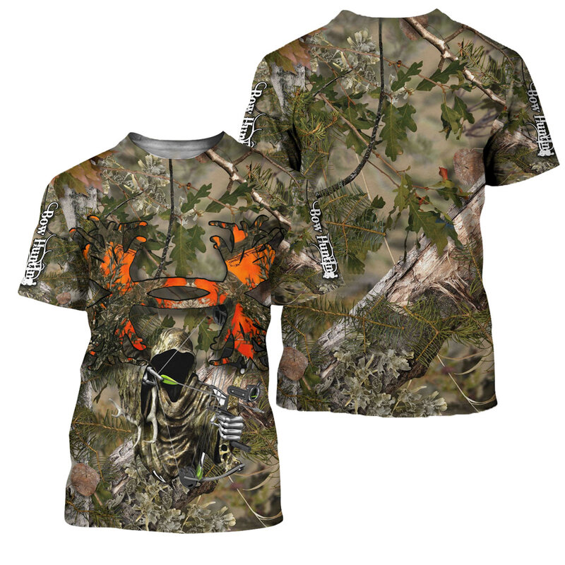 Bow Hunting Camouflage Animal Deer Elk 3D Men's T-shirt Summer Casual Pullover Fashion Streetwear Women's Short Sleeve Clothing