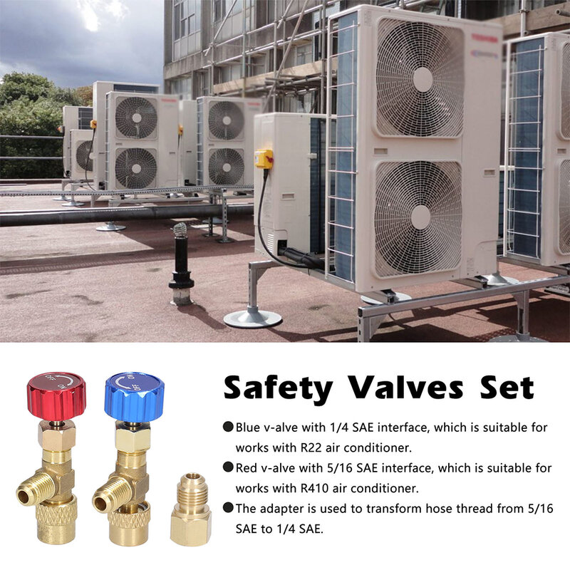 Sicherheits ventils atz der Klimaanlage r22 r410 Füll ventil werkzeug Kupfer Sicherheits ventile Set Adapter 5/16 sae bis 1/4 sae Zubehör