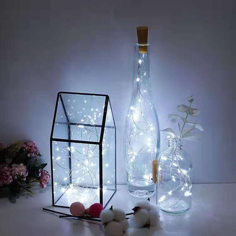 1/3/5/10 Buah LED Lampu Tali Tembaga Perak Kawat Peri Cahaya Garland Botol Stopper untuk Kaca Kerajinan Pernikahan Dekorasi Natal
