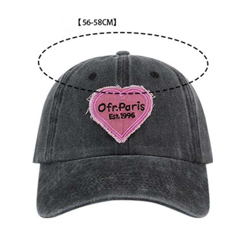 Retro Heart Splicing Baseball Hat Retro Extended Brim Adjustable Washed Sun Hat Couple Student Cute Sunscreen Hat Streetwear