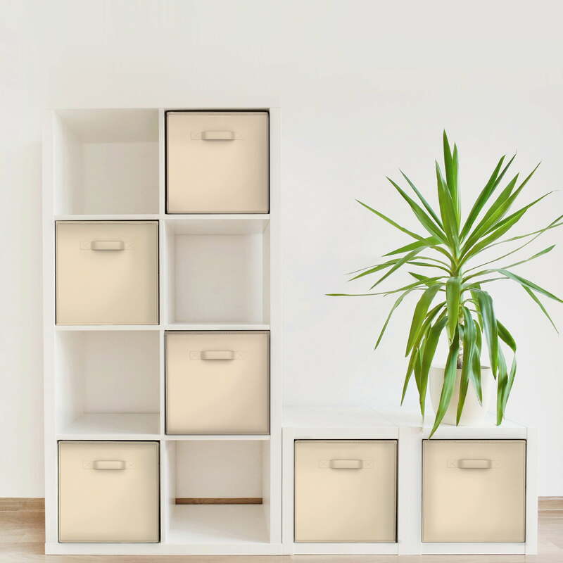 Contenedores de almacenamiento de cubos plegables para el hogar, color Beige, paquete completo de 6