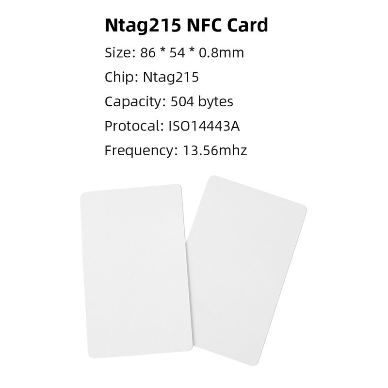 5YOA 100pcs NFC Card Ntag215 Cards Coins Badge 215 Chip Key 13.56MHz Ultralight Universal ISO IEC14443A 25mm Waterproof PVC