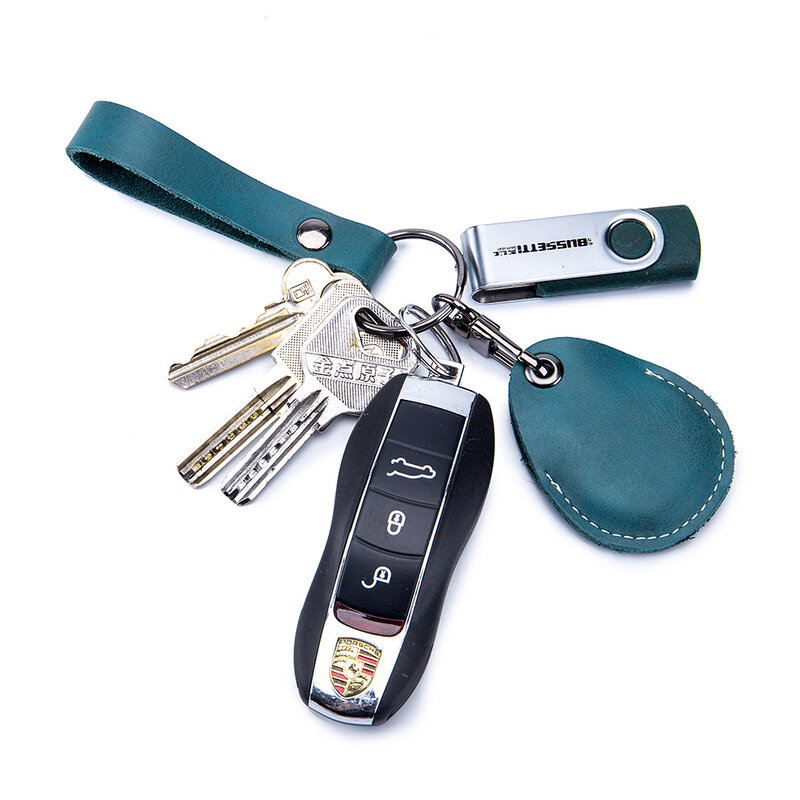 Customizable Leather Cover Card Holder Keychain ID Card Case Unisex IC Alarm Tag Mark Protective Case Car Keychain Holder