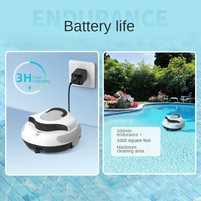 Alat kolam 3D สำรวจแรงดูด42L/นาทีเหมาะสำหรับพื้นที่1000ตารางเมตรอัจฉริยะชาร์จได้ gratis ongkir เครื่องดูดฝุ่นอัตโนมัติ