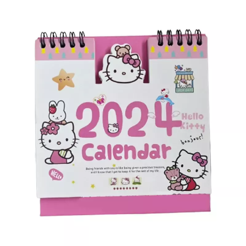 Sanrio Hello Kitty kalender meja Mini, perencana penjadwal Mingguan Harian kalender meja sekolah kantor Anime 2024