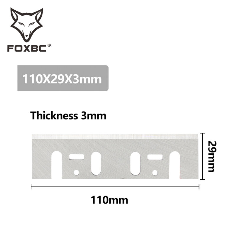 Foxbc 110mm hss plaina lâmina 110mm x 29mm x 3mm para interskol R-110/p110-01 plaina faca ferramenta 4 pçs