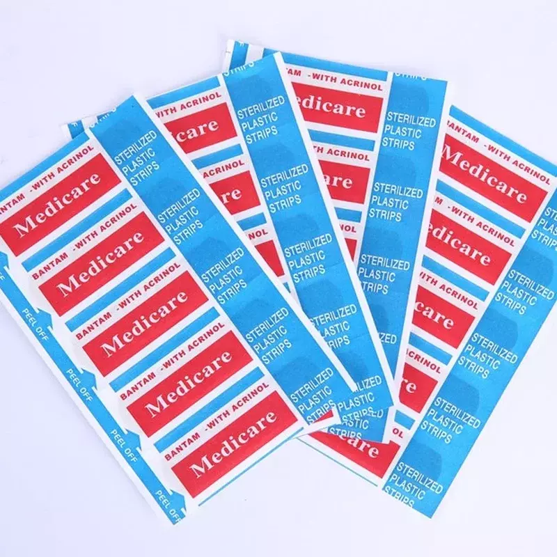 100pcs/lot Waterproof Wound Dressing Patches Heal Band Aid Tape Non-woven Fabrics First Aid Adhesive Bandages Sticking Plaster