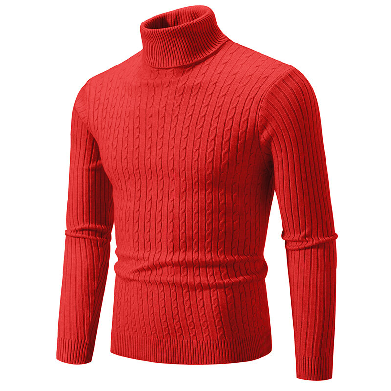 15 Colors!2023 Autumn and Winter New Sweaters Welfare Price Solid Jacquard High Neck Sweater Warm Fit Elastic Pullover Men