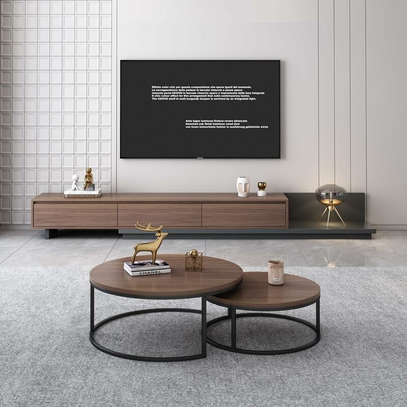 Runder Couch tisch 2er-Set, moderner kleiner Couch tisch Sofa Tisch Tee für Wohnzimmer, Schreibtisch, Balkon