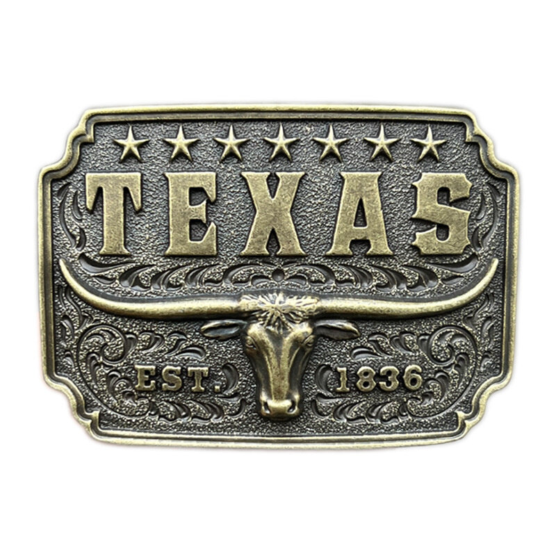 Hebilla de cinturón de cabeza de toro de Texas, estilo occidental
