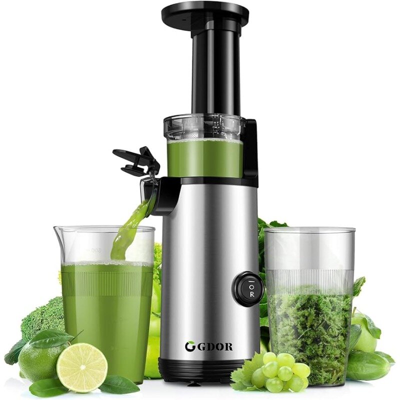 Compact GDOR Masticating Juicer with Powerful 60NM DC Motor, Low Noise, Space-Saving Cold Press Juice Exrtractor Machines
